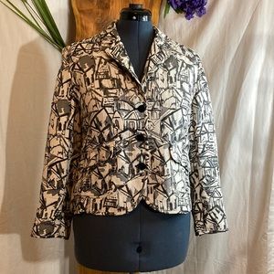 Chicos black and white classy patterned Blazer. Chicos Size 1